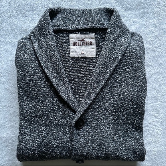Classic Baggy Heather Gray Cotton Shawl Cardigan - Picture 1 of 11